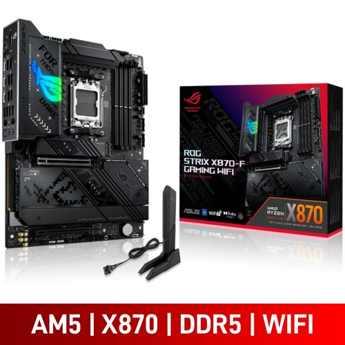 ASUS ROG STRIX X870-F GAMING WIFI, AMD X870 Chipset, Socket AM5, ATX Desktop Motherboard