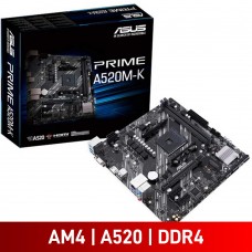 Asus Prime A520M-K, AMD A520 Chipset, Socket AM4, Micro ATX Desktop Motherboard