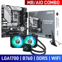 ASUS PRIME B760M-A WIFI, Intel B760 Chipset, LGA1700, DDR5, Micro ATX Desktop Motherboard + ASUS PRIME LC 240 ARGB AIO Liquid Cooler, 240mm — Black