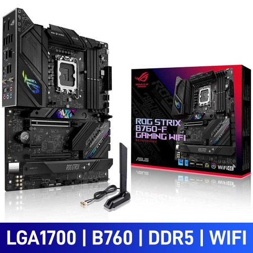 ASUS ROG STRIX B760-F GAMING WIFI, Intel B760 Chipset, LGA1700, DDR5, ATX Desktop Motherboard