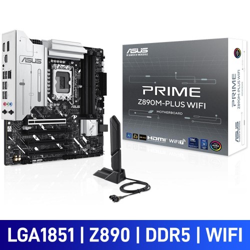ASUS PRIME Z890M-PLUS WIFI, Intel Z890 Chipset, LGA1851, DDR5, Micro ATX Desktop Motherboard