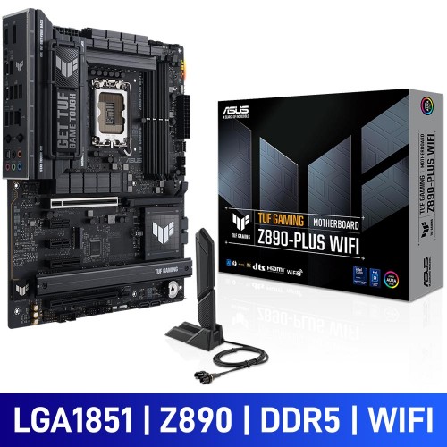 ASUS TUF GAMING Z890-PLUS WIFI, Intel Z890 Chipset, LGA1851, DDR5, ATX Desktop Motherboard ASUS TUF GAMING Z890-PLUS WIFI, Intel Z890 Chipset, LGA1851, DDR5, ATX Desktop Motherboard