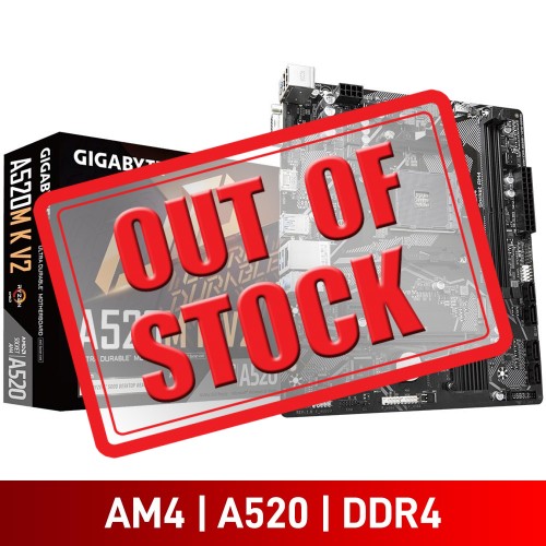 Gigabyte A520M K V2, AMD A520 Chipset, Socket AM4, Micro ATX Desktop Motherboard