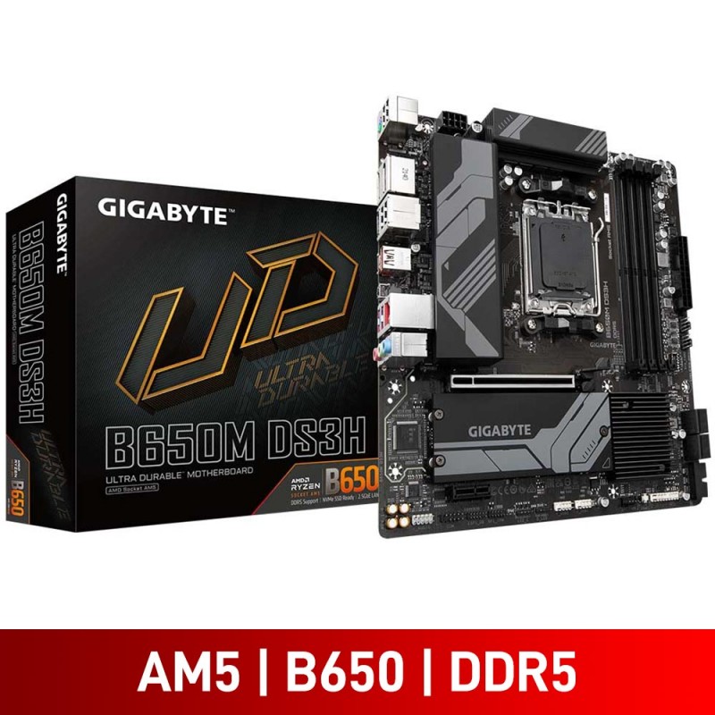 Gigabyte B650M DS3H, AMD B650 Chipset, Socket AM5, Micro ATX