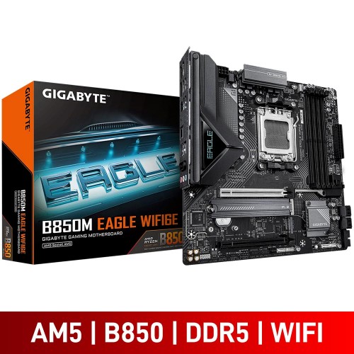 Gigabyte B850M EAGLE WIFI6E, AMD B850 Chipset, Socket AM5, Micro ATX Desktop Motherboard