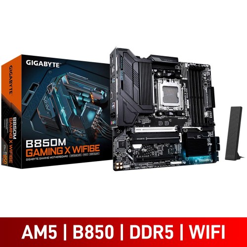 Gigabyte B850M GAMING X WIFI6E, AMD B850 Chipset, Socket AM5, Micro ATX Desktop Motherboard