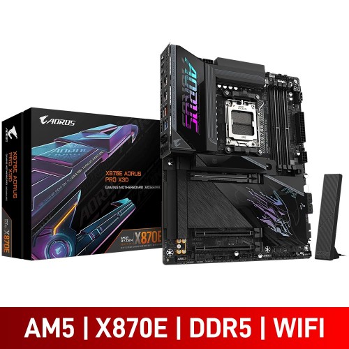 Gigabyte X870E AORUS PRO X3D with Wi-Fi 7, AMD X870E Chipset, Socket AM5, ATX Desktop Motherboard