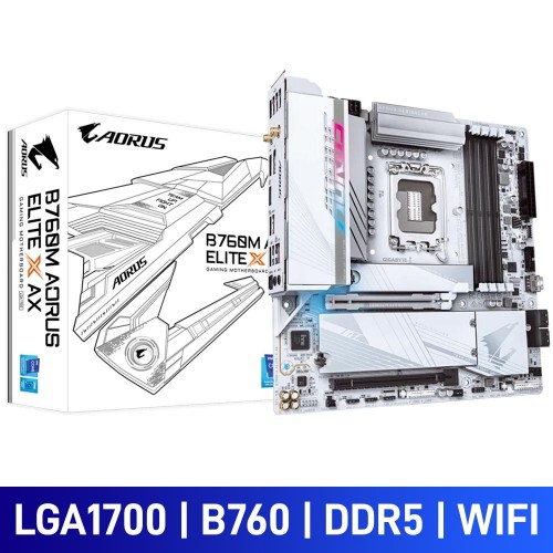 Gigabyte B760M AORUS ELITE X AX with Wi-Fi, Intel B760 Chipset, LGA1700, DDR5, Micro ATX Desktop Motherboard