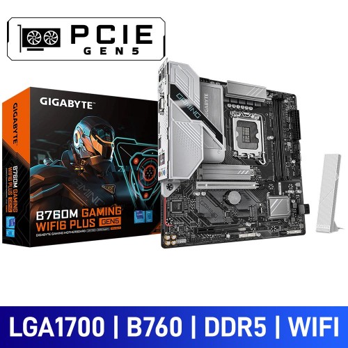 Gigabyte B760M GAMING WIFI6 PLUS GEN5, Intel B760 Chipset, LGA1700, DDR5, Micro ATX Desktop Motherboard