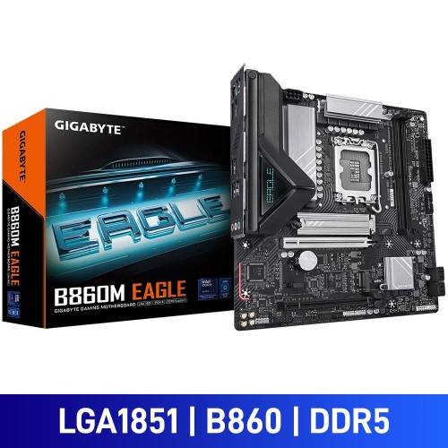 Gigabyte B860M EAGLE, Intel B860 Chipset, LGA1851, DDR5, Micro ATX Desktop Motherboard Gigabyte B860M EAGLE, Intel B860 Chipset, LGA1851, DDR5, Micro ATX Desktop Motherboard