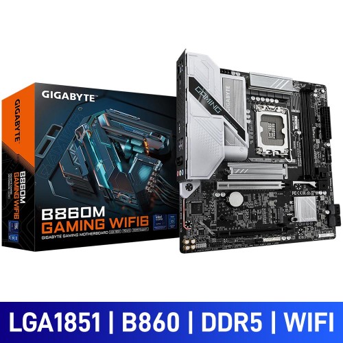 Gigabyte B860M GAMING WIFI6, Intel B860 Chipset, LGA1851, DDR5, Micro ATX Desktop Motherboard