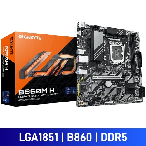 Gigabyte B860M-H, Intel B860 Chipset, LGA1851, DDR5, Micro ATX Desktop Motherboard