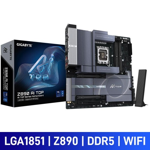 Gigabyte Z890 AI TOP with Wi-Fi, Intel Z890 Chipset, LGA1851, DDR5, E-ATX Desktop Motherboard