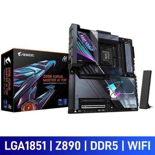 Gigabyte Z890 AORUS MASTER AI TOP with Wi-Fi, Intel Z890 Chipset, LGA1851, DDR5, E-ATX Desktop Motherboard