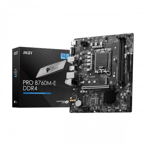 MSI PRO B760M-E DDR4, Intel B760 Chipset, LGA1700, DDR4, Micro ATX Desktop Motherboard MSI PRO B760M-E DDR4, Intel B760 Chipset, LGA1700, DDR4, Micro ATX Desktop Motherboard