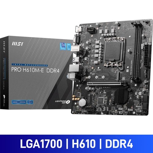 MSI PRO H610M-E DDR4, Intel H610 Chipset, LGA1700, DDR4, Micro ATX Desktop Motherboard