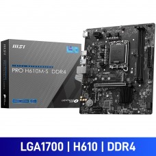 MSI PRO H610M-S DDR4, Intel H610 Chipset, LGA1700, DDR4, Micro ATX Desktop Motherboard MSI PRO H610M-S DDR4, Intel H610 Chipset, LGA1700, DDR4, Micro ATX Desktop Motherboard