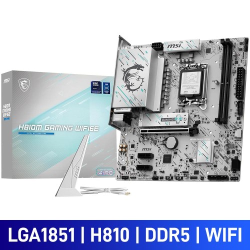 MSI H810M GAMING WIFI6E, Intel H810 Chipset, LGA1851, DDR5, Micro ATX Desktop Motherboard