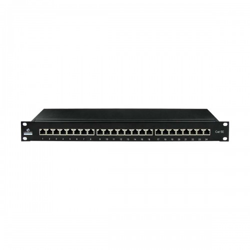 Linkbasic 24-Port Cat5e Rackmount Shielded Patch Panel, Keystone Type — Black
