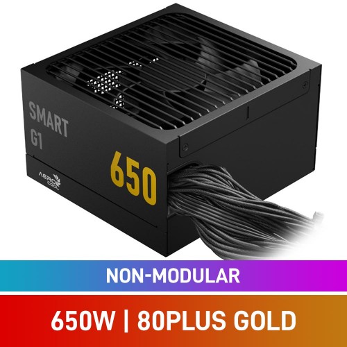 AeroCool SMART G1 Series SMART G1 650 80 PLUS Gold Non-Modular ATX 3.1 PSU, 650w AeroCool SMART G1 Series SMART G1 650 80 PLUS Gold Non-Modular ATX 3.1 PSU, 650w