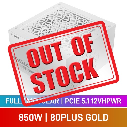 Antec GSK Series GSK850 ATX3.1 WHITE 80 PLUS Gold Fully Modular PCIe 5.1 12VHPWR 12V-2x6 ATX 3.1 PSU, 850w