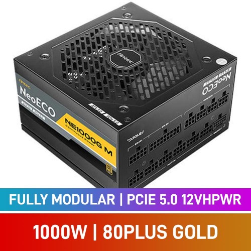 Antec NeoECO M Series 80 PLUS Gold Fully Modular PCIe 5.0 12VHPWR ATX 3.0 PSU, 1000w