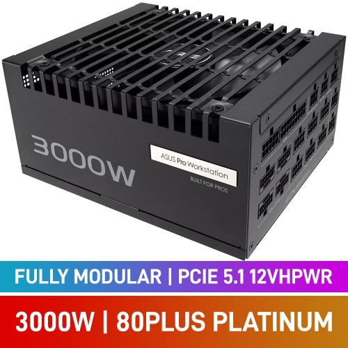 ASUS PRO WS 3000P 80 PLUS Platinum Fully Modular PCIe 5.1 12VHPWR 12V-2x6 ATX 3.1 PSU, 3000w ASUS PRO WS 3000P 80 PLUS Platinum Fully Modular PCIe 5.1 12VHPWR 12V-2x6 ATX 3.1 PSU, 3000w