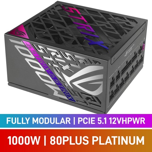 ASUS ROG STRIX Series 1000w 80 PLUS Platinum Fully Modular PCIe 5.1 12VHPWR 12V-2x6 ATX 3.1 PSU, 1000w ASUS ROG STRIX Series 1000w 80 PLUS Platinum Fully Modular PCIe 5.1 12VHPWR 12V-2x6 ATX 3.1 PSU, 1000w