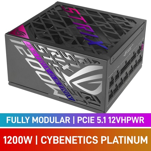 ASUS ROG STRIX Series 80 PLUS Platinum Fully Modular PCIe 5.1 12VHPWR 12V-2x6 ATX 3.1 PSU with ROG EQUALIZER, 1200w