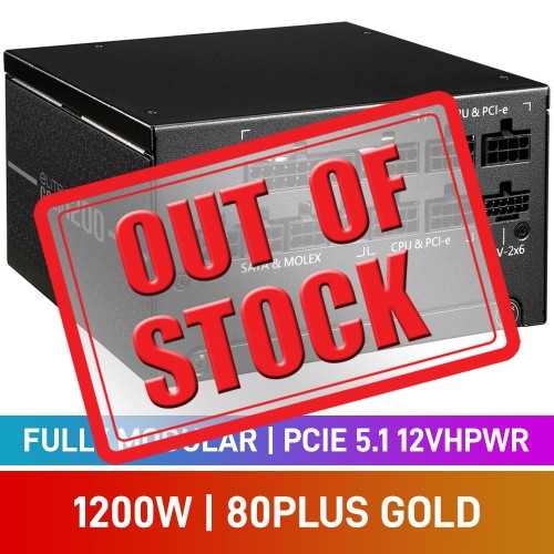 Cooler Master ELITE GOLD Series 80 PLUS Gold Fully Modular PCIe 5.1 12VHPWR 12V-2x6 ATX 3.1 PSU, 1200w