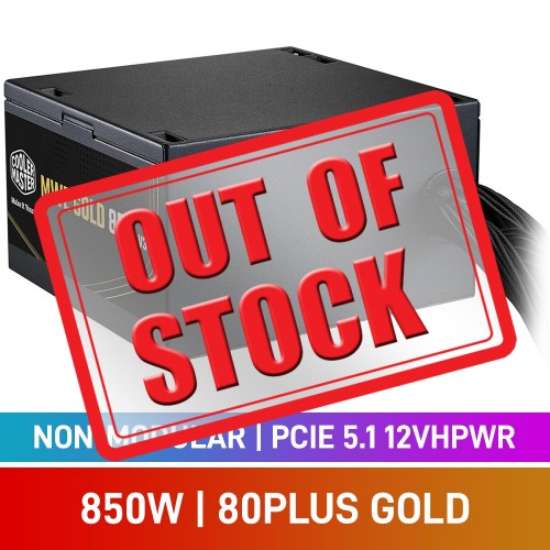 Cooler Master MWE GOLD V3 Series 80 PLUS Gold Non-Modular PCIe 5.1 12VHPWR 12V-2x6 ATX 3.1 PSU, 850w