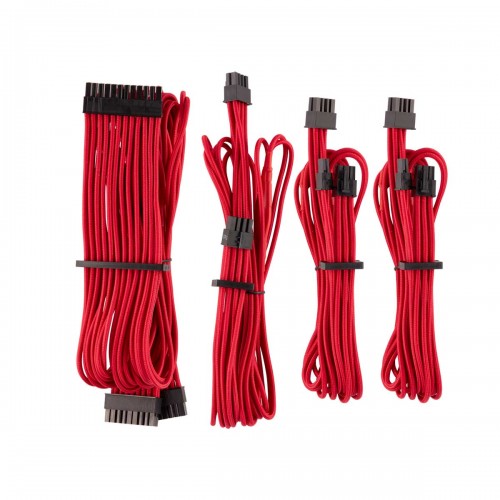 Corsair CP-8920216 Premium Individually Sleeved PSU Cables, Starter Kit, Type 4, Gen 4, Red