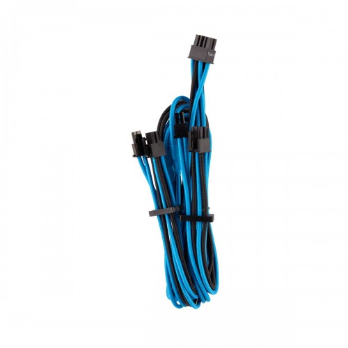 Corsair CP-8920256 Premium Individually Sleeved PCIe Cables with Dual Connectors, Type 4, Gen 4, Blue and Black Corsair CP-8920256 Premium Individually Sleeved PCIe Cables with Dual Connectors, Type 4, Gen 4, Blue and Black