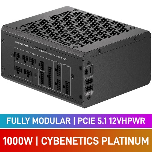 Corsair HXi SHIFT Series HX1000i SHIFT Cybenetics Platinum Fully Modular PCIe 5.1 12VHPWR 12V-2x6 ATX 3.1 PSU with Integrated iCUE LINK Hub, 1000w Corsair HXi SHIFT Series HX1000i SHIFT Cybenetics Platinum Fully Modular PCIe 5.1 12VHPWR 12V-2x6 ATX 3.1 PSU with Integrated iCUE LINK Hub, 1000w
