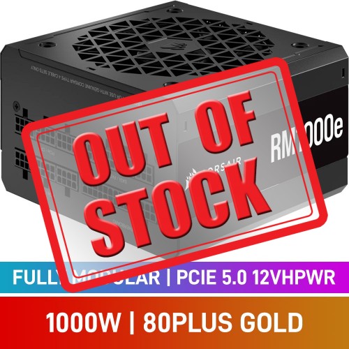 Corsair RMe Series RM1000e 80 PLUS Gold Fully Modular PCIe 5.0 12VHPWR ATX 3.0 PSU, 1000w