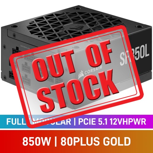 Corsair SF-L Series SF850L 80 PLUS Gold Fully Modular PCIe 5.1 12VHPWR ATX 3.1 SFX-L Small Form Factor PSU, 850w Corsair SF-L Series SF850L 80 PLUS Gold Fully Modular PCIe 5.1 12VHPWR ATX 3.1 SFX-L Small Form Factor PSU, 850w