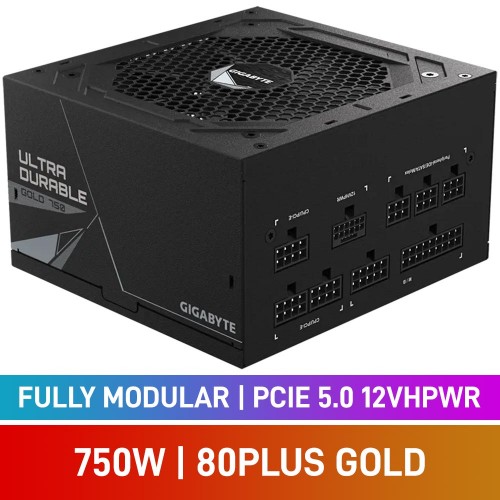 GIGABYTE ULTRA DURABLE Series GP-UD750GM PG5 80 PLUS Gold Fully Modular PCIe 5.0 12VHPWR ATX 3.0 PSU, 750w