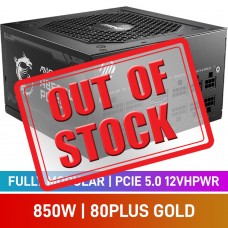 MSI MAG A850GL PCIE5 80 PLUS Gold Fully Modular PCIe 5.0 12VHPWR ATX 3.0 PSU, 850w MSI MAG A850GL PCIE5 80 PLUS Gold Fully Modular PCIe 5.0 12VHPWR ATX 3.0 PSU, 850w