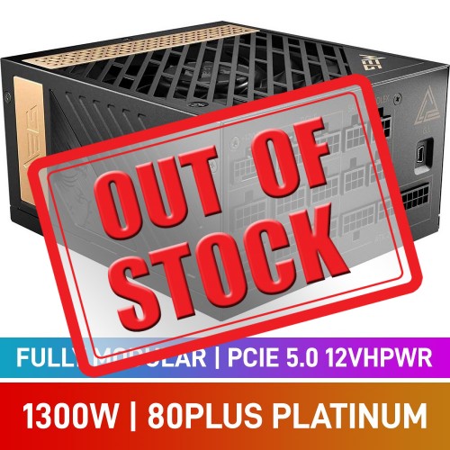 MSI MEG Ai1300P PCIE5 80 PLUS Platinum Fully Modular PCIe 5.0 12VHPWR ATX 3.0 PSU, 1300w