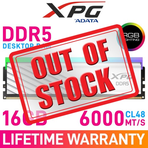 ADATA XPG LANCER BLADE RGB 16GB (1 x 16GB) DDR5 DRAM 6000MHz CL48 1.10V AX5U6000C4816G-SLABRWH Memory Module — White