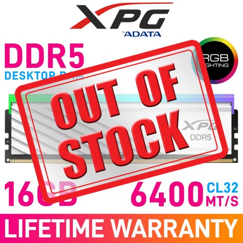 ADATA XPG LANCER BLADE RGB 16GB (1 x 16GB) DDR5 DRAM 6400MHz CL32 1.40V AX5U6400C3216G-SLABRWH Memory Module — White