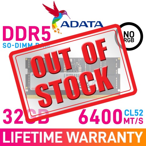 ADATA DDR5 CSODIMM 32GB (1 x 32GB) DDR5 DRAM 6400MHz CL52 1.10V AD5CS640032G-S CSO-DIMM Memory Module