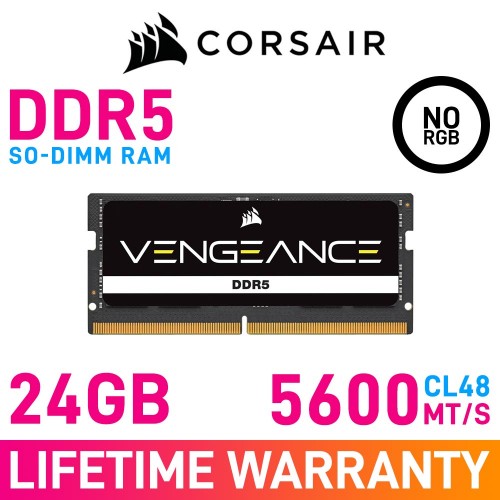 Corsair Vengeance 24GB (1 x 24GB) DDR5 DRAM 5600MHz CL48 1.10V CMSX24GX5M1A5600C48 SO-DIMM Memory Module Corsair Vengeance 24GB (1 x 24GB) DDR5 DRAM 5600MHz CL48 1.10V CMSX24GX5M1A5600C48 SO-DIMM Memory Module