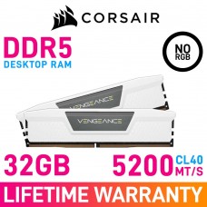 Corsair VENGEANCE DDR5 32GB (2 x 16GB) DDR5 DRAM 5200MHz CL40 1.25V CMK32GX5M2B5200C40W Memory Kit — White