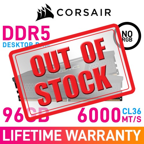Corsair VENGEANCE DDR5 AMD EXPO 96GB (2 x 48GB) DDR5 DRAM 6000MHz CL36 1.35V CMK96GX5M2E6000Z36 Memory Kit — Cool Grey Corsair VENGEANCE DDR5 AMD EXPO 96GB (2 x 48GB) DDR5 DRAM 6000MHz CL36 1.35V CMK96GX5M2E6000Z36 Memory Kit — Cool Grey
