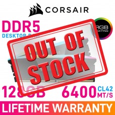 Corsair VENGEANCE RGB DDR5 128GB (2 x 64GB) DDR5 DRAM 6400MHz CL42 1.35V CMH128GX5M2B6400C42 Memory Kit — Black