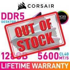 Corsair VENGEANCE RGB DDR5 128GB (4 x 32GB) DDR5 DRAM 5600MHz CL40 1.25V CMH128GX5M4B5600C40 Memory Kit — Black