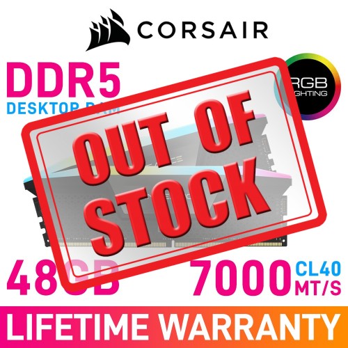 Corsair VENGEANCE RGB DDR5 48GB (2 x 24GB) DDR5 DRAM 7000MHz CL40 1.40V CMH48GX5M2B7000C40 Memory Kit — Black