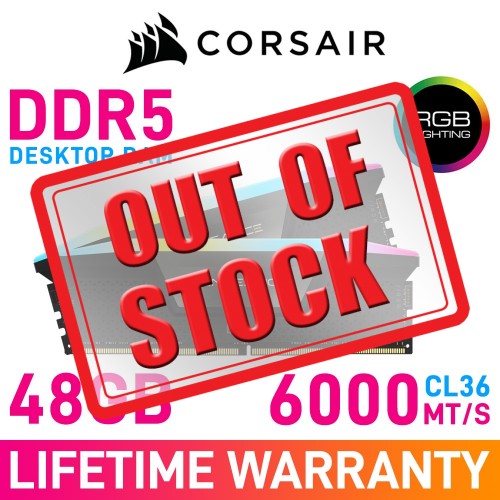 Corsair VENGEANCE RGB DDR5 48GB (2 x 24GB) DDR5 DRAM 6000MHz CL36 1.40V CMH48GX5M2E6000C36 Memory Kit — Black