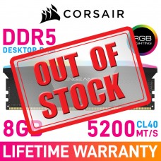 Corsair VENGEANCE RGB DDR5 8GB (1 x 8GB) DDR5 DRAM 5200MHz CL40 1.25V CMH8GX5M1B5200C40 Memory Module — Black Corsair VENGEANCE RGB DDR5 8GB (1 x 8GB) DDR5 DRAM 5200MHz CL40 1.25V CMH8GX5M1B5200C40 Memory Module — Black